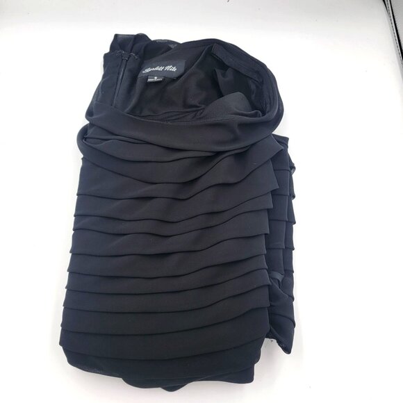 Vintage Searlet Nite  Womens Black Sleeveless Tiered Midi Dress Size 8 - Picture 3 of 11